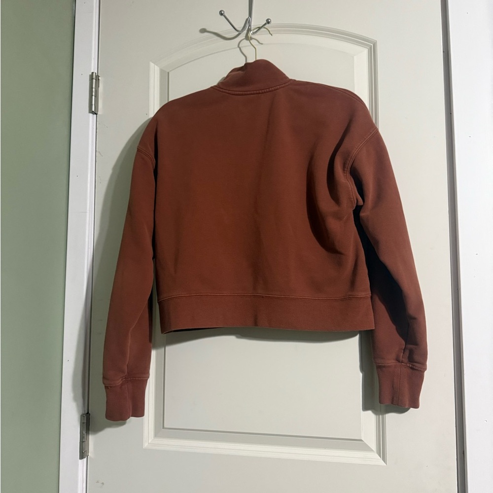 Fabletics Rust Brown Quarter-Zip Cropped Sweatshirt - Picture 4 of 4